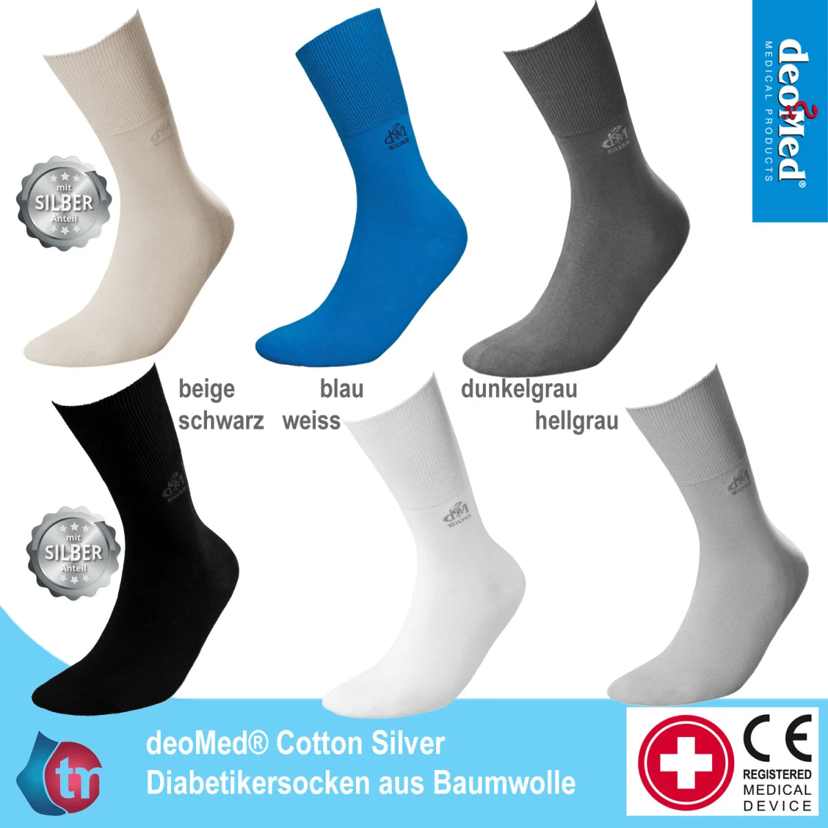DEOMED Baumwollsocken Silber