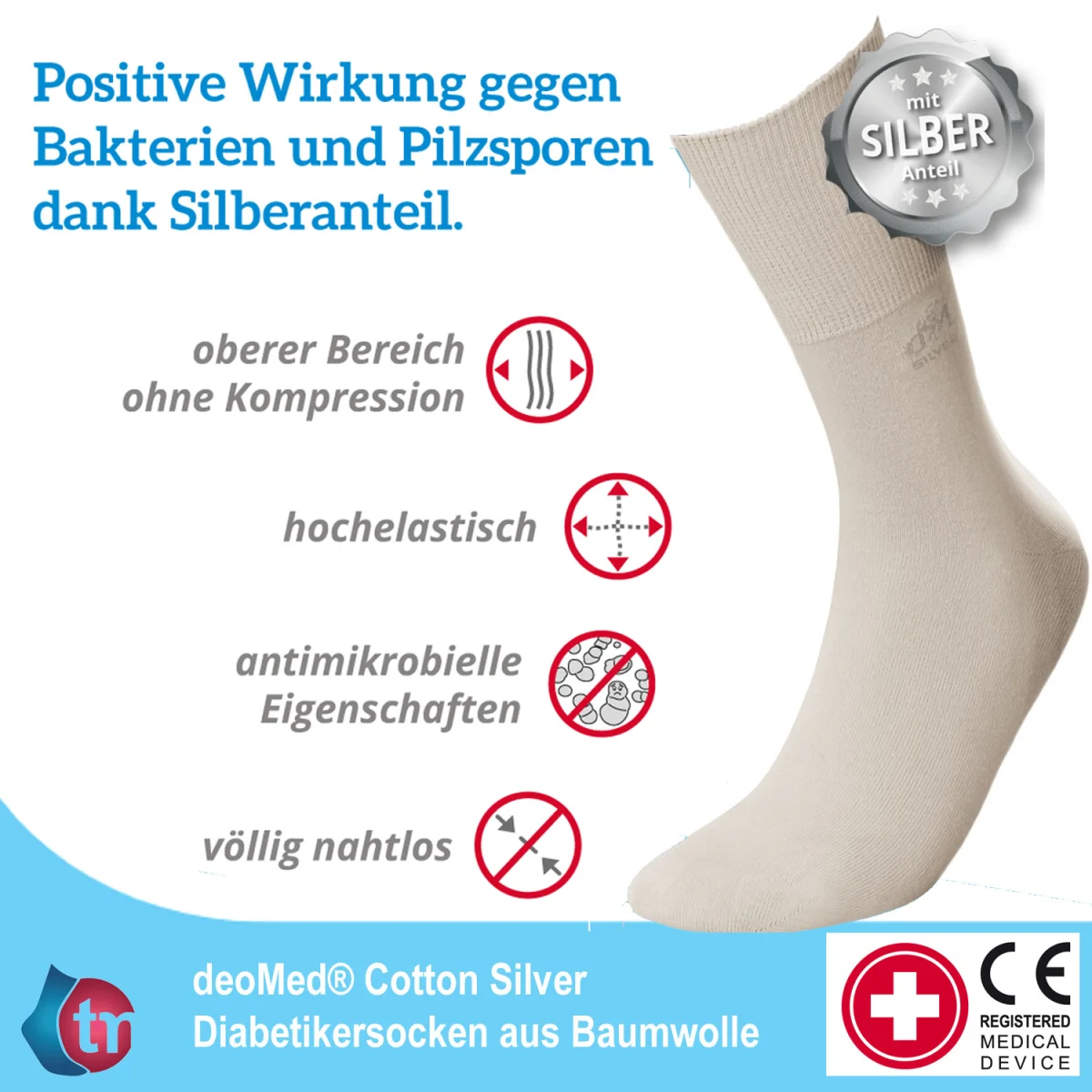 DEOMED Baumwollsocken Silber – Bild 2